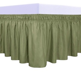 PureFit Falda de cama envolvente con volantes con cinturón elástico ajustable, caída de 22 pulgadas, fácil de poner, falda de cama sin arrugas, volantes contra el polvo, funda para cama individual,