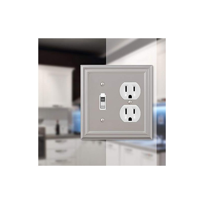 Amerelle Continental Single Toggle/Single Duplex Cast Metal Wallplate in Satin