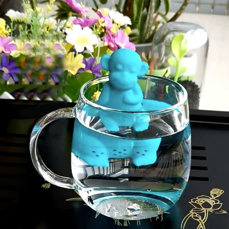 2Pcs Cute Cartoon Monkey Shape Silicone Tea Filter Infuser Strainer