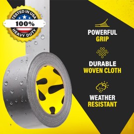 12-Pack Duct Tape - Heavy Duty, Waterproof - 90 Ft x 2 in - Silver, Flexible, No Residue, Easy Tear, All-Weather, Duct Tape Bulk Value for Outdoor Use, DIY, School, Office, B2B, Repairs, Crafts