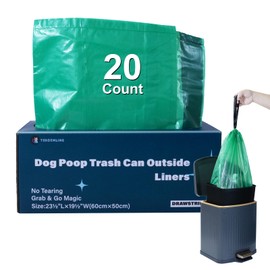 YESORMLING 20 Count Dog Waste Bags, 6.0 Gallon Drawstring Trash Can Liners for Outdoor Dog Poop Cans, 23.5x19.5 Inch, No Tearing & Leak Proof, Heavy Duty Grab & Go Magic (20 Pcs)