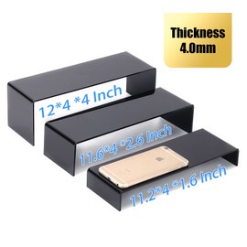 ANDGOO 6Pcs Large Acrylic Risers, Black Rectangular Showcase Collectibles Display Shelf, Retail Desktop Display Stand for Organize and Decoration