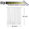 Waterproof Shower Curtain for Window Inside Shower, 30 x 36