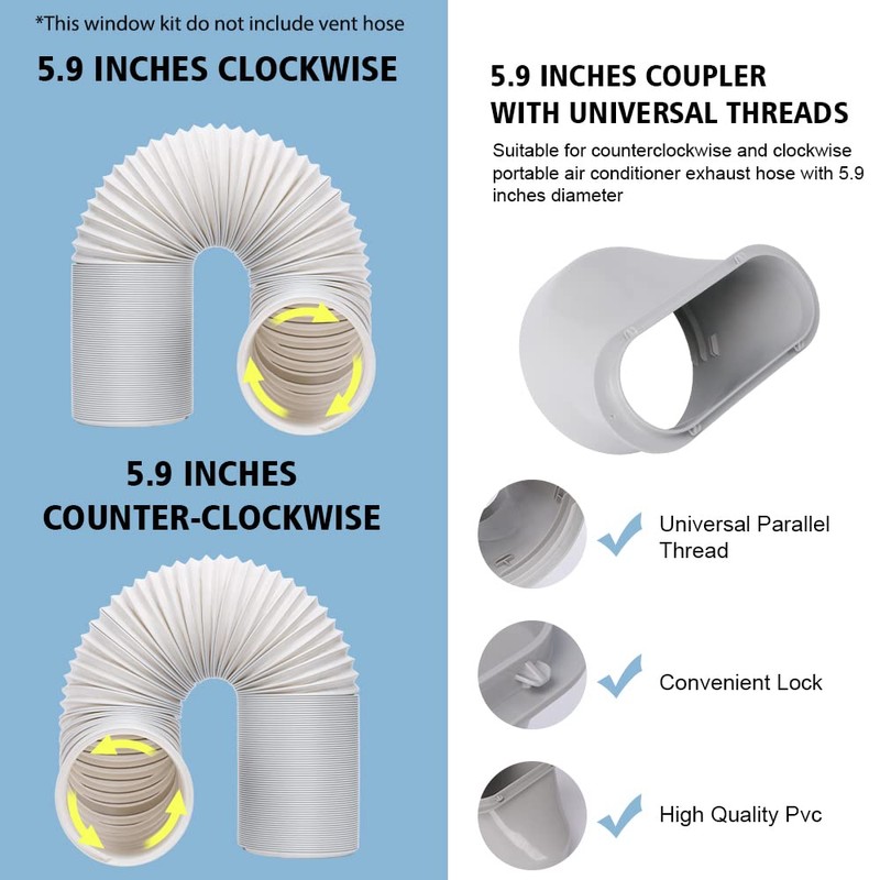 Portable Air conditioner Window Kit, Adjustable Vertical/Horizontal Sliding Window Kit