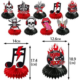 YUEcthynous Rock and Roll Theme Music Party Decoration Honeycomb Ornament, Birthday Party Decorations Music Lovers Honeycomb Centrepieces, Music Party Decorations for Birthday Party Accessories