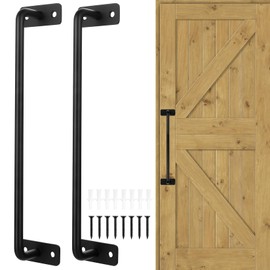 LiYiJiKeJi 2 Pcs Black Sliding Door Handles, 7.87" Hole Space Metal Pull Push Garden Gate Handles for Wooden Gates Shed Barn Door Bathroom Kitchen Cupboard Cabinet Garage Handle (280mm)