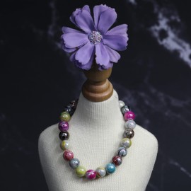 VOOMOLOVE 500pcs/8mm, Mixed Color Gorgeous Colored Acrylic Beads with Ink Patterns, for Jewelry Making and Bracelet Making, Along with 6 Different Accessories and Elastic Thread (Mixed Color)