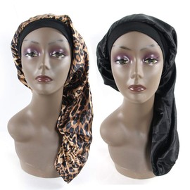 2 pack Extra Long Bonnet Sleeping Caps for Women, Dreadlocks Covers for Curly Hair, Natural Hair
