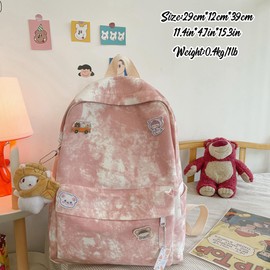 Sanilinwild Aesthetic Backpack Cute Backpack for School College Bag Large Capacity Bookbags for Girls Women Students Casual Travel Daypacks(Pink)