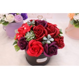 SCAMPER Soap Flower Arrangement, Rose, Father's Day, Mother's Day, Sixtieth Birthday Gift, Anniversary, Respect for the Aged Day, Teacher's Day, Valentine's Day, Wedding Gift, Promotion, Retirement Gift, Welcome Housewarming, School Entrance, Graduation Gift, Gift (Red)