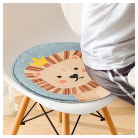 Forreen Children's Seat Cushion, Round Soft Cute Cartoon Animal Chair Cushion, Washable, Durable Floor Cushion for Home Office and Children's School, 30 x 30 cm
