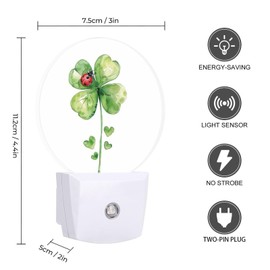 St Patrick's Day Lucky Plug in Night Light,LED Dusk to Dawn Nightlight Sensor for Girls Boys Bedroom Bathroom Hallway Kitchen Home Wall Decor,0.5W