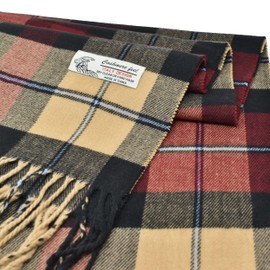 Glory Max Classic Plaid Striped Luxurious Checked Pattern Winter Scarf For Men Women Soft Cashmere Feel 72"x12" (Beige Black Red Checked)