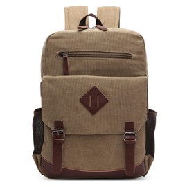 DEEVORCA Retro Canvas Man Backpack Fashion Large Capacity Knapsack Bag for 17.3 inches Laptop Multiple Pockets Daypack for Casual Work Camping Street Daily Vintage Men Rucksack Bag Khaki