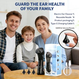 Upgraded Ear Wax Removal Kit, 4-Mode Electric Ear Cleaner - IPX7 Waterproof, Earwax Cleaning Kit with Water Temperature Sensor, 2in1 Waste Tank Design for Home Use