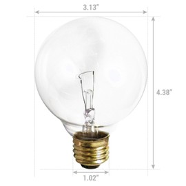 (4 Pack) G25 Incandescent Incandescent Light Bulb 2700K Soft Light, Decorative Globe Light Bulbs,E26 Medium Base, Perfect for Pendant Bathroom/Vanity Mirror Makeup, Dimmable. (Crystal-Clear, 25-Watt)