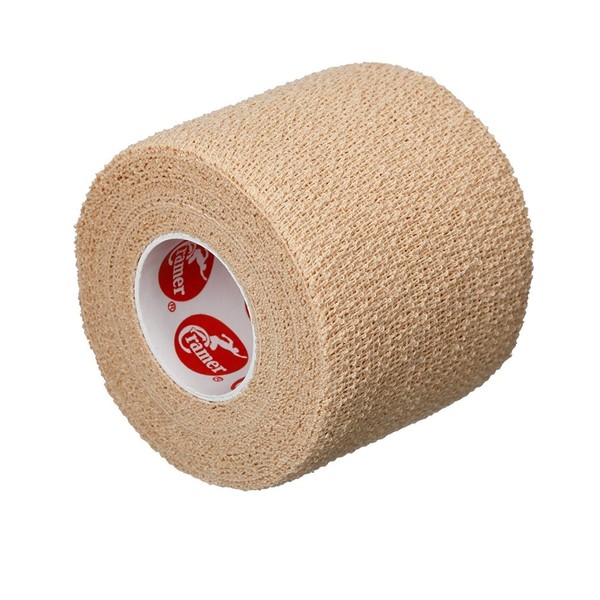Cramer Eco-Flex Self-Stick Stretch Tape, Cohesive Tape, Flexible Elastic Sports Tape, Athletic Training Room Supplies, Easy Tear & Self-Adherent Bandage Wrap, Single 5 Yard Roll, Compression Tape, Beige