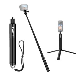 LEWOTE Extendable Selfie Stick Compatible with Insta360 One X2 X3 XR/RS/GO 2 GO 3, Gopro Series,DJI Action Series Monopod Accessories[with Detachable Tripod] (27Inch(70cm))