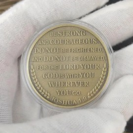 Judas Lion Christian Challenge Coin Strong and Brave Bible Verses Pocket Token
