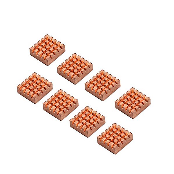 Enokay 8 Pieces 14mm×12mm×5.5mm Cooling Copper Heatsink for Raspberry Pi
