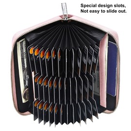 FEITH&FELLY Large Capacity Credit Card Wallet Leather Secure Accordion Wallet for Women 36 Slots RFID Blocking Card Holder