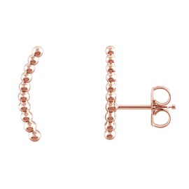 AFFY 14K Rose Gold Over Sterling Silver Beaded Ear Climbers Stud Earrings