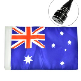 HDBUBALUS Motorcycle Rear Side Flagpole Mount Adjustable Luggage Rack Australia Flag Fit for Harley Sportster XL 883 1200 Touring Black