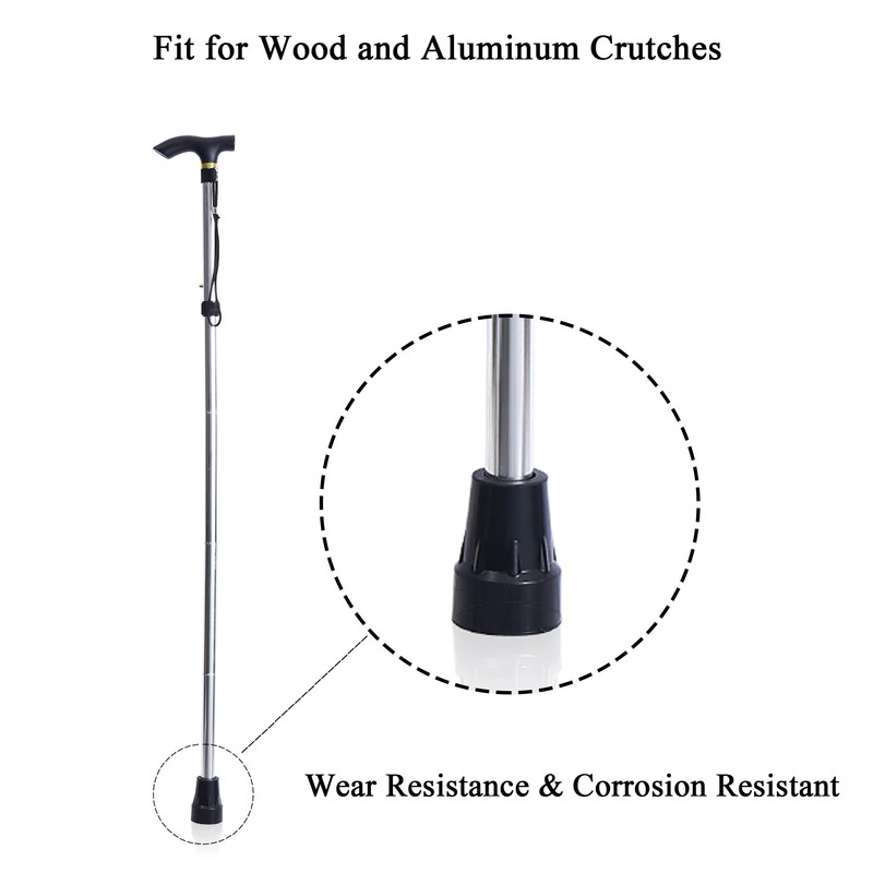 Walking Cane Tips 3/4 Inch Heavy Duty Black Cane Rubber