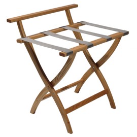 Wooden Mallet WallSaver Luggage Rack,Grey Straps, Light Oak