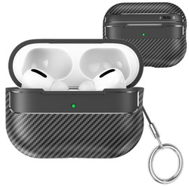 Fofvccv for AirPods Pro 2nd Generation Case, Carbon Fiber Texture Case for AirPods Pro 2 Gen with Carabiner Keychain, Military Shockproof Wireless Cover for AirPods Pro 2 XW Black