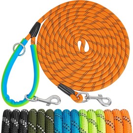 XiaZ 15FT 30FT 50FT Training Leash for Dogs, Nylon Rope Dog Leash with 2 Swivel Hooks and Comfortable Padded Handle, Puppy Leash Lead for Small Medium Large Dogs Training, Playing, Camping,Backyard