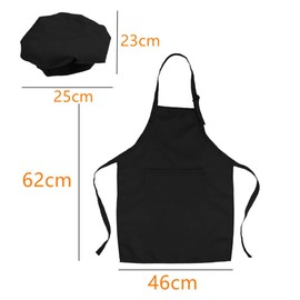 Chef Aprons, Black Apron for Men Women，Granmagazz Apron with Pockets, Kids Apron Children's Chef Apron for Cooking Baking Painting (S)