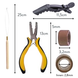 hair2heart Braids Starter Set Brown – High-Quality Extensions Tools for Weaving and Ring in Method