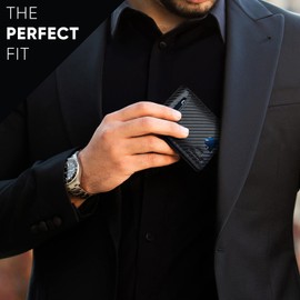 SERMAN BRANDS RFID Blocking Slim Bifold Genuine Leather Thin Minimalist Front Pocket Wallets for Men Billfold Wallet Men Gift (Modern Black 2.0)