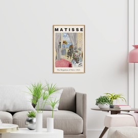 Framed Canvas Print Wall Art The Regattas of Nice, 1921 Famous Paintings By Matisse Classic Canvas Prints for Living Room, Bed Room, Office Ready to Hang - 12x16 in Natural Framed