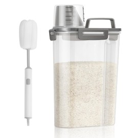 TBMax Kitchen Storage Container 3-5 Lbs Small Rice Cereal Dispenser with Measuring Cup + Brush, Airtight Dry Food Container Bin for Pantry Storage Organization