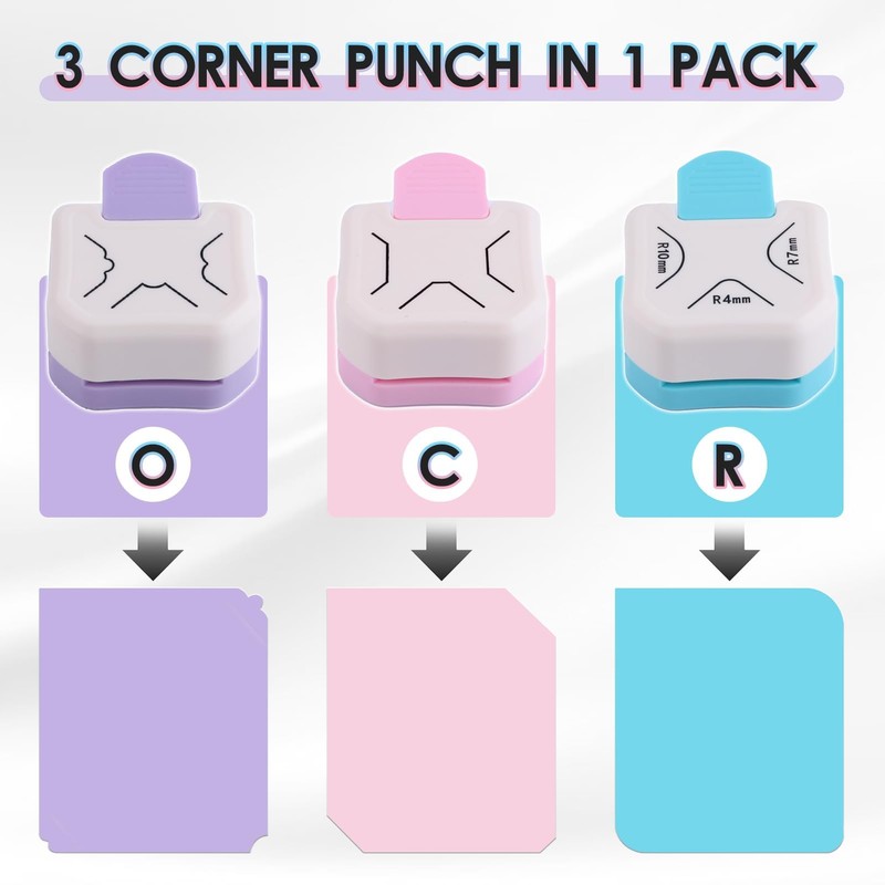 LEONTOOL 3-Way Corner Punch, Corner Cutter, Kadomaru-kun, 3-in-1 Round Punch,