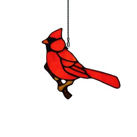 EPOGIFTS Red Bird Gifts Stained Glass Window Hanging,Cardinals Decor Suncatcher for Window,Cardinal Rememberance Gifts for Loss,Red Bird Memorial Gifts for Mother Women Grandma Nana