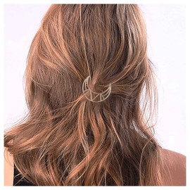 Cimenexe Bohemian Crescent Moon Hair Clip, Crescent Moon Hairpin, Geometric Hairpin Clips, Gold Moon Headpiece, Metal Decorative Hair Accessories, Jewellery for Women and Girls