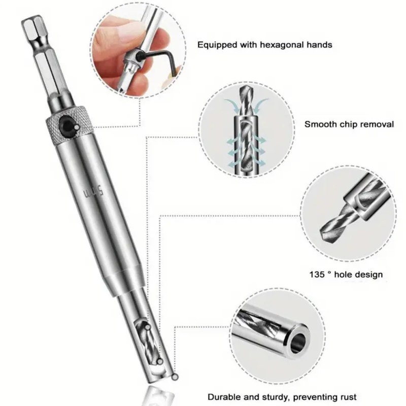 4PCS Self Centering Drill Bit,Quick Release Drill Bit Guide Set,Hinge