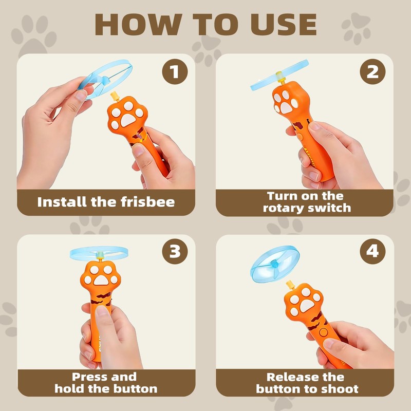 Wortade Cat Fetch Toy Launcher with 6 Flying Disc, Interactive