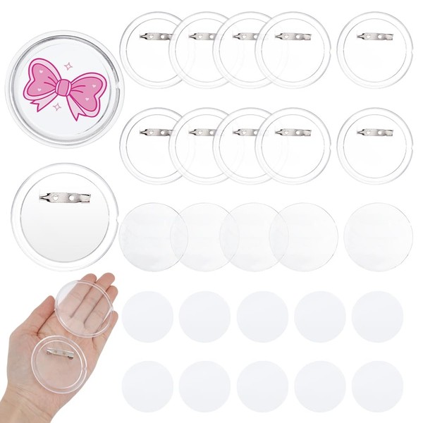 PH PandaHall Buttons Pins Kit 36pcs Clear Acrylic Blank Pin