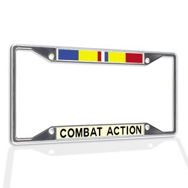 Fastasticdeals Metal Insert License Plate Frame Combat Action Weatherproof Car Accessories Chrome 4 Holes Solid Insert