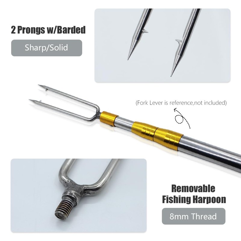 Dutiplus Large Fishing Harpoon 1~11 Prong Barded Stainless Steel Hunting