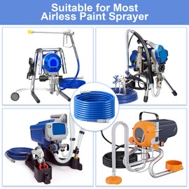 Gyfent 50Ft x 1/4" Airless Paint Sprayer Hose, 8500PSI High Pressure Airless Paint Spray Hose with 5Ft Whip Hose & 1/4" Hose Connector & Sprayer Swivel Joint for Airless Spraying Machine