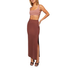 Forever 21 Women's Leg-Slit Maxi Skirt, Chocolate