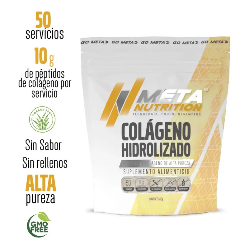 Meta Nutrition Colageno Hidrolizado 500 Gr 50 Porciones