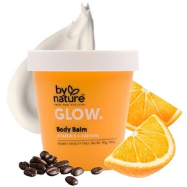 By Nature Glow Vitamina C + Bálsamo corporal con cafeína para manchas oscuras - Hidratante hidratante para la piel con manteca de karité batida - Vega