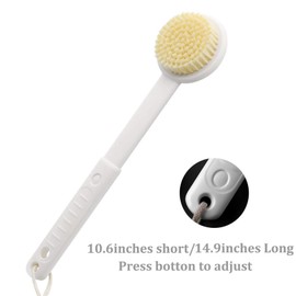 White Back Scrubber for Shower Exfoliating Cleaning Bath Scrub with Long Handle Body Brush Exfoliator Cleaner Wet or Dry Brushing Natural for Men Women Baby