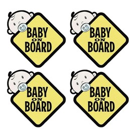 Pack of 4 Baby Stickers on the Car, Safety Warning Signs, Waterproof Reflective Stickers, Car Accessories